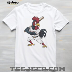 South Carolina Gamecocks Angry Rooster Baseball Player White T shirt