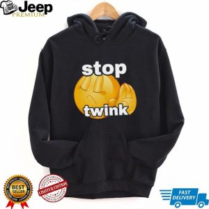 Stop Twink Funny Emoji Meme Graphic Black Cotton T Shirt