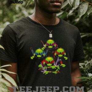 T shirtnage Mutant Ninja Turtles TMNT Retro Group Action Pose Black T Shirt