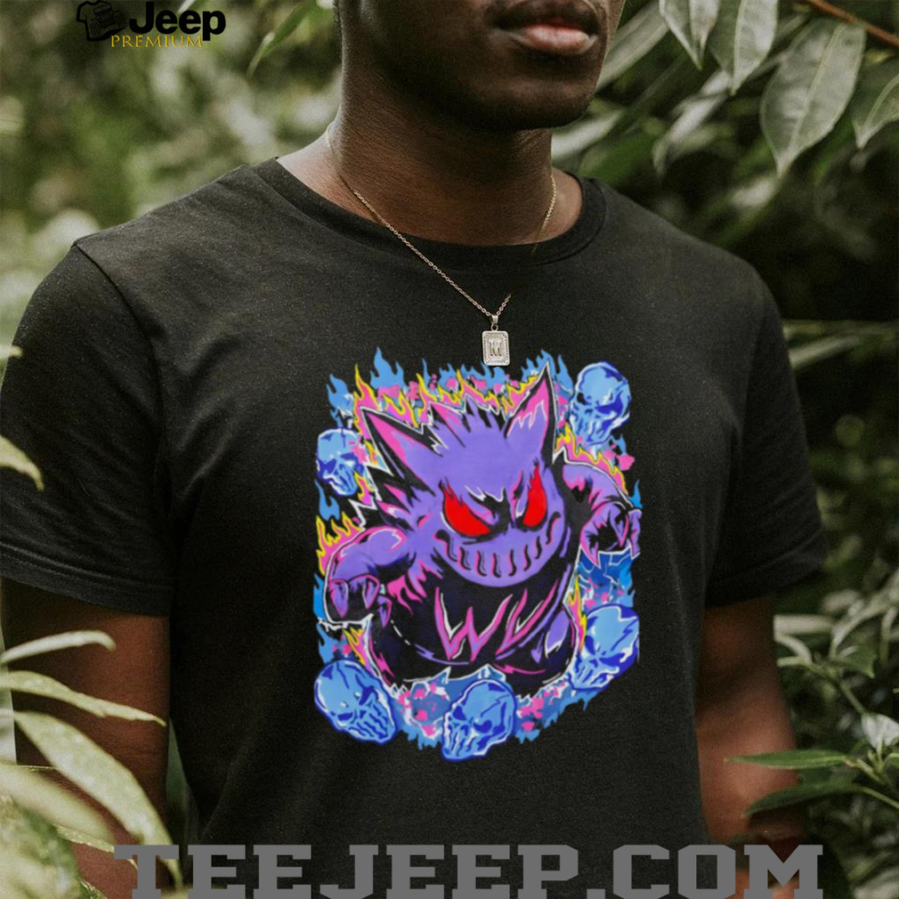 Scary Gengar Ghost Pokemon Neon Skulls Graphic Streetwear T Shirt Scary Gengar Ghost Pokemon Neon Skulls Graphic Streetwear T Shirt