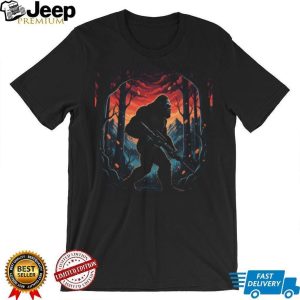 Tactical Bigfoot Sasquatch with Rifle in Forest Art T Shirt Tactical Bigfoot Sasquatch with Rifle in Forest Art T Shirt