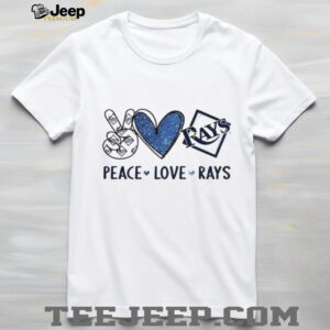 Tampa Bay Rays Peace Love Rays Baseball Glitter Graphic T Shirt