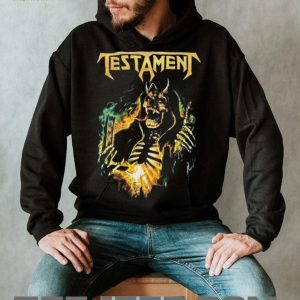 Testament Demonic Skeleton Burning Book Heavy Metal Graphic T Shirt