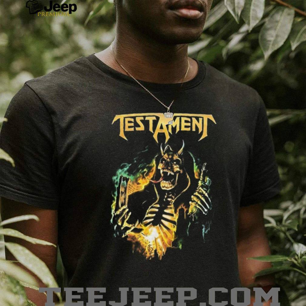 Testament Demonic Skeleton Burning Book Heavy Metal Graphic T Shirt Testament Demonic Skeleton Burning Book Heavy Metal Graphic T Shirt