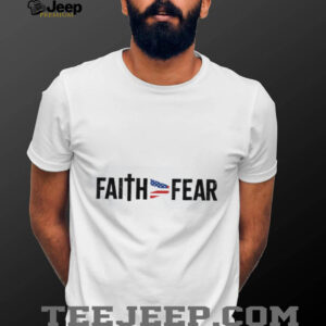 Faith Over Fear Christian Cross & American Flag Ribbon T Shirt