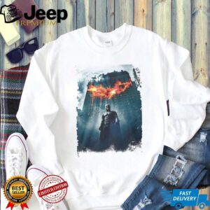The Dark Knight Batman Burning Bat Symbol Skyline Graphic T Shirt