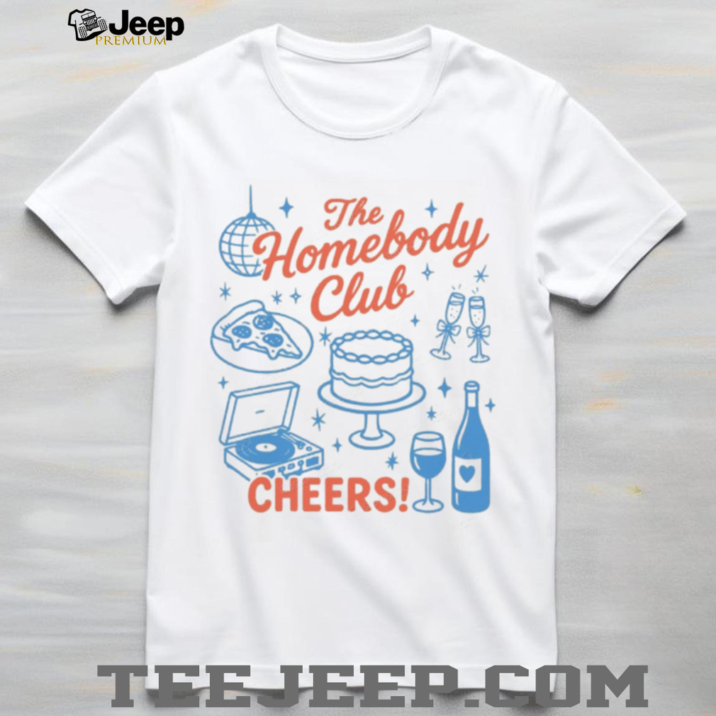 The Homebody Club Cheers Pizza and Wine Social Battery T Shirt The Homebody Club Cheers Pizza and Wine Social Battery T Shirt