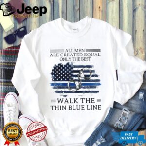 Thin Blue Line American Flag Handcuffs T shirt Police Pride Shirt
