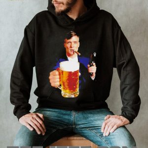 Tommy Shelby Drinking Beer Holding Gun Peaky Blinders T Shirt