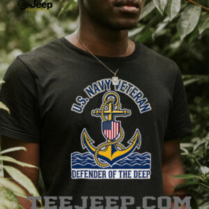 U.S. Navy Veteran Defender Of The Deep Anchor & American Flag T Shirt