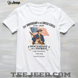 US 250th Anniversary 1776 2026 Patriot Descendant Custom T Shirt