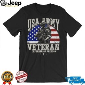 USA Army Veteran Defender of Freedom Soldier Patriotic T Shirt