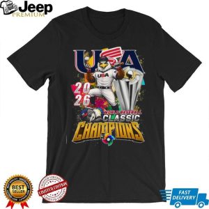 USA Baseball 2026 World Baseball Classic Champions Gold Mascot T Shirt USA Baseball 2026 World Baseball Classic Champions Gold Mascot T Shirt