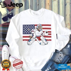 USA Eagle Goalie Hockey Patriot American Flag T Shirt