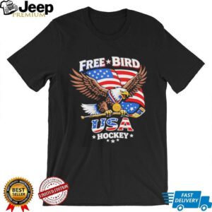 USA Hockey Free Bird American Eagle Patriotic Ice Hockey Graphic T Shirt