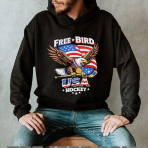 USA Hockey Free Bird American Eagle Patriotic Ice Hockey Graphic T Shirt