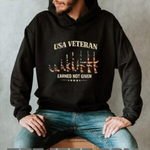 USA Veteran Earned Not Given American Flag Rifles T Shirt USA Veteran Earned Not Given American Flag Rifles T Shirt