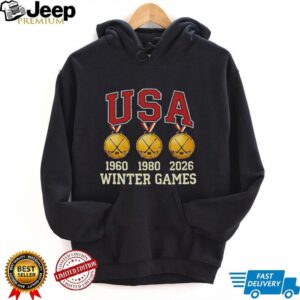 USA Winter Games Hockey Gold Medal 1960 1980 2026 Vintage T Shirt USA Winter Games Hockey Gold Medal 1960 1980 2026 Vintage T Shirt