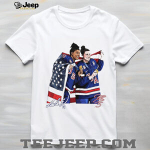 USA Women's Ice Hockey Gold Medalists Knight and Edwards Signature T Shirt