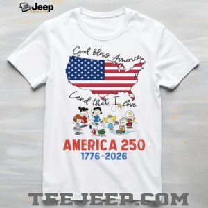 Peanuts Gang God Bless America Land That I Love USA Map T Shirt