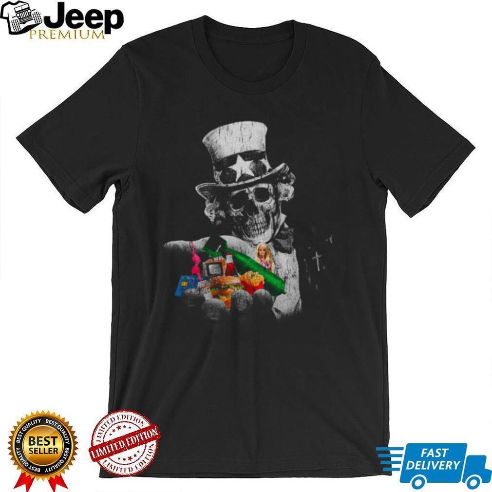 Uncle Sam Skeleton Satire Graphic T Shirt Anti Consumerism Art Uncle Sam Skeleton Satire Graphic T Shirt Anti Consumerism Art