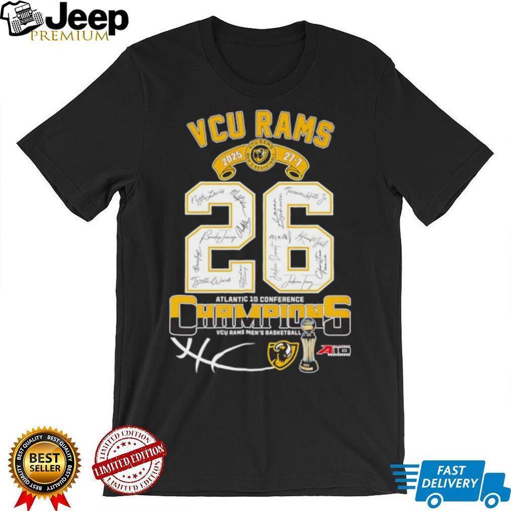 VCU Rams 2025 Atlantic 10 Conference Champions Signed Roster T shirt VCU Rams 2025 Atlantic 10 Conference Champions Signed Roster T shirt