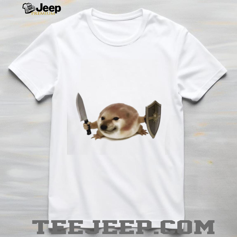 Warrior Doge Meme With Knife And Shield Graphic White T Shirt Warrior Doge Meme With Knife And Shield Graphic White T Shirt