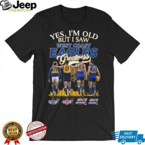 West Coast Eagles Greatness Signature Players AFL Championship History T Shirt West Coast Eagles Greatness Signature Players AFL Championship History T Shirt