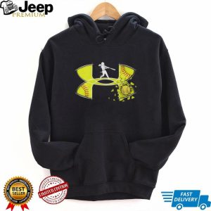 Women’s Softball Batter Silhouette Yellow Cracked Ball Athletic T Shirt Women’s Softball Batter Silhouette Yellow Cracked Ball Athletic T Shirt