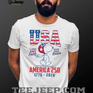 Snoopy Pilot USA America 250 Land of the Free Home of the Brave T Shirt