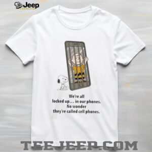 Snoopy & Charlie Brown Cell Phones Satirical Cartoon T Shirt