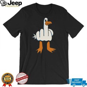 Funny Grumpy Goose Middle Finger Gesture Graphic T Shirt