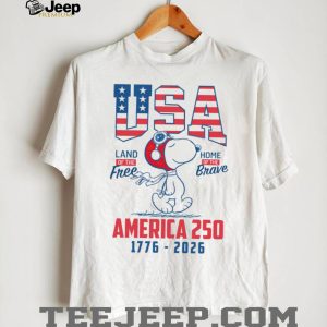 Snoopy Pilot USA America 250 Land of the Free Home of the Brave T Shirt