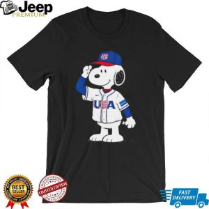 Snoopy USA Baseball Jersey Salute Graphic T Shirt Snoopy USA Baseball Jersey Salute Graphic T Shirt