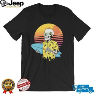 Skeleton Surfer in Pineapple Shirt Tropical Sunset Retro T Shirt Skeleton Surfer in Pineapple Shirt Tropical Sunset Retro T Shirt