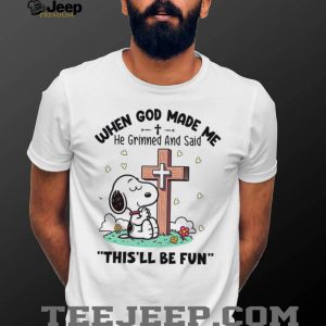 Snoopy Praying At The Cross When God Made Me Religious T Shirt