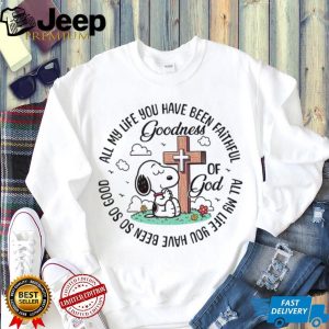 Praying Snoopy at the Cross “Goodness of God” Religious T Shirt Praying Snoopy at the Cross “Goodness of God” Religious T Shirt