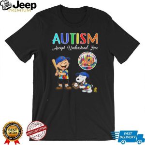 Autism Awareness Charlie Brown Snoopy Mets Baseball Love T Shirt