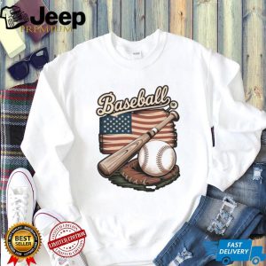 Vintage American Flag Baseball Glove and Bat Sports Graphic T Shirt Vintage American Flag Baseball Glove and Bat Sports Graphic T Shirt