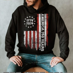 America 250 Years 1776 2026 Vertical Distressed Flag T Shirt
