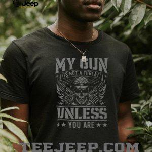 Skull and Dual Pistols “My Gun Is Not A Threat” Tactical T Shirt