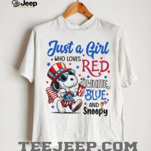 Just A Girl Who Loves Red White Blue and Snoopy Patriotic T Shirt