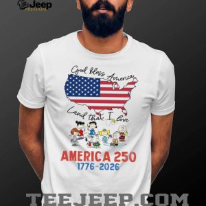 Peanuts Gang God Bless America Land That I Love USA Map T Shirt