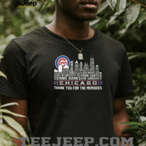 Chicago Cubs Baseball Legends Skyline Name Cloud Thank You For The Memories T Shirt