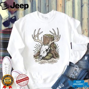 Mossy Deer Skull Antlers Forest Stump Hunting Graphic T shirt Mossy Deer Skull Antlers Forest Stump Hunting Graphic T shirt