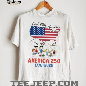 Peanuts Gang God Bless America Land That I Love USA Map T Shirt