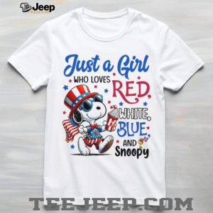 Just A Girl Who Loves Red White Blue and Snoopy Patriotic T Shirt