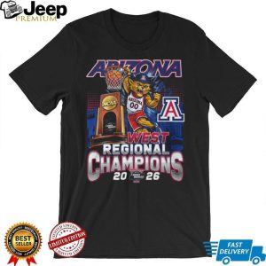 Arizona Wildcats 2026 NCAA West Regional Champions Mascot Black T Shirt Arizona Wildcats 2026 NCAA West Regional Champions Mascot Black T Shirt
