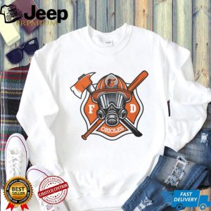 Baltimore Orioles Firefighter FD First Responder Baseball Fans Retro Men Women White T Shirt
