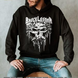 Brock Lesnar Distressed White Skull Logo Streetwear Style Wrestling T Shirt
